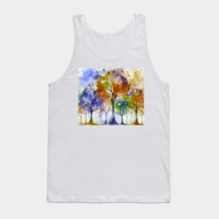 Colorful Purple Brown Abstract Trees Tank Top